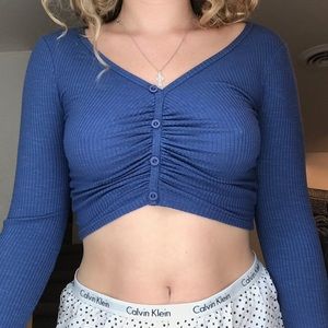 royal blue long sleeve crop top, Urban Outfitters